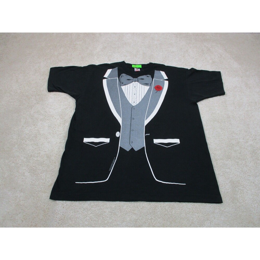 VINTAGE Tuxedo T-Shirt Mens XL Single Stitch Fruit of the Loom Graphic USA 80s